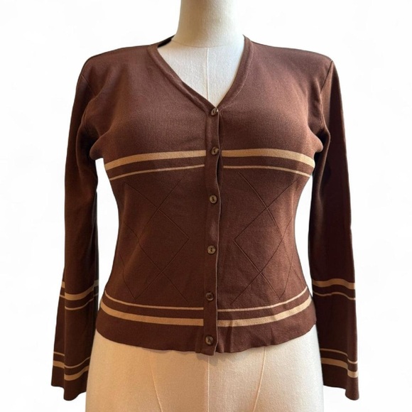 Finity Brown and Tan Cardigan - Picture 1 of 5